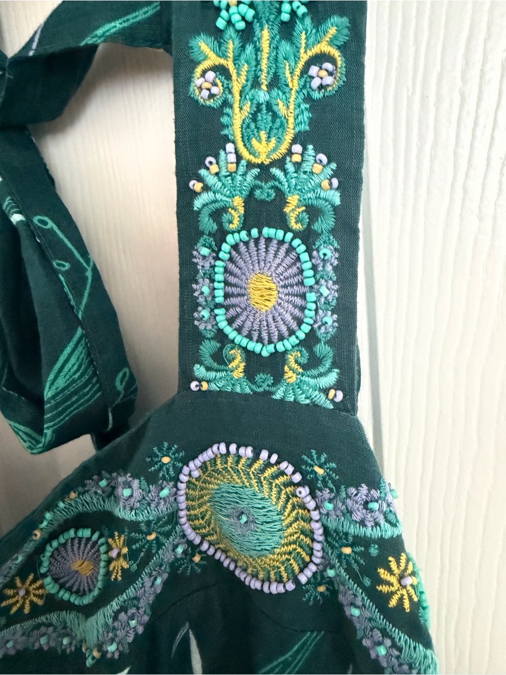 Anthropologie Teal Green Floral Tiered Maxi Dress - Picture 6 of 7